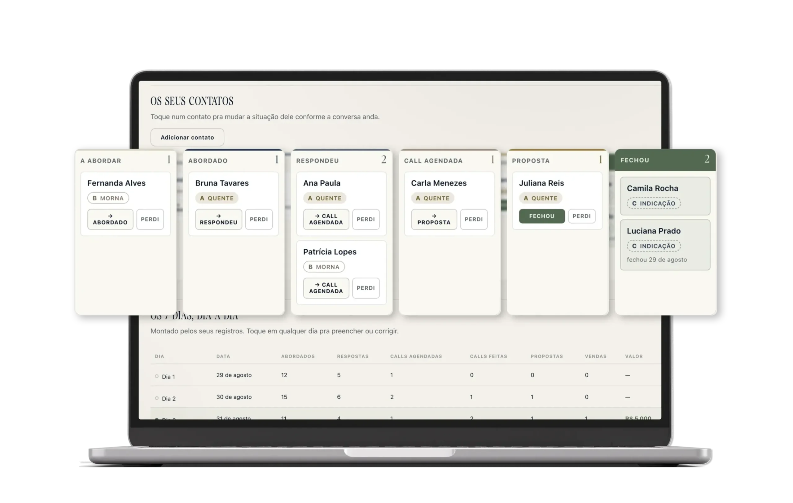 CRM — listas e contatos